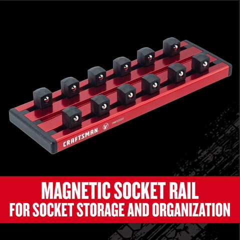 Deep 3/8 Inch Drive Socket Set, 12 Piece, 6 Point High Torque Sockets With Magnetic Rail on display