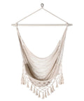 Handwoven Cotton Rope Hammock Chair With Metal Spreader Bar For Indoor And Outdoor Relaxation Boho Swing Chair With Tassels