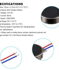 Flat Coin Vibration Motors 25 Pack Mini 10mm x 2.7mm DC 3V 12000 RPM Button Type Micro Vibe Motors for Smartphones, Tablets, Wearables