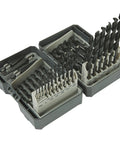 32 Piece SAE High Speed Steel Drill Bit And Step Bit Set with organized case, showing 29 HSS drill bits and 3 step bits.