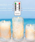 Ocean Themed Flameless Seashell Candles With Remote Control Real Wax Flicker Effect Battery Powered For Home Decor Party Wedding Nautical Christmas Easter Set Of 3 Blue.