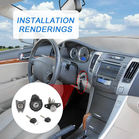 Dashboard view installation of Six Pin Ignition Lock Cylinder Set For Hyundai Sonata 2009-2014 Non Hybrid And 2011-2015 Hybrid Replacement