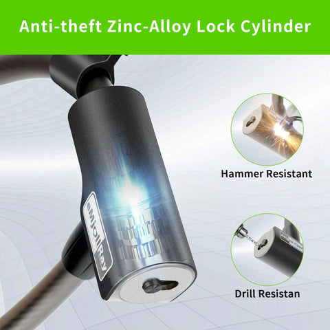 Beefy 12mm Coiled Cable Lock With Mounting Bracket For Electric Scooters And Bikes 4Ft Length Keyed Security Anti Theft Cable Lock Great For E Scooters E Bike Motorcycles