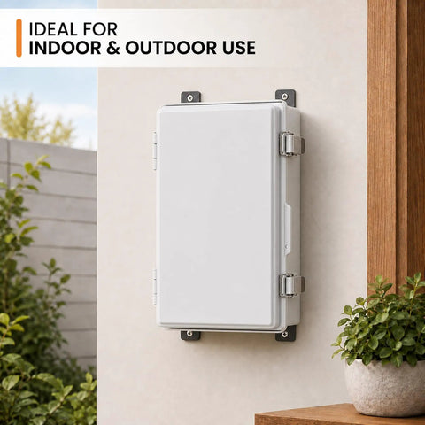 Super Heavy Duty IP67 Waterproof Junction Box With Secure Hinged Lid And Multiple Cable Glands Outdoor Electrical Enclosure mounted outdoors
