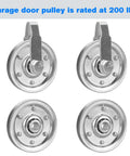Four pulleys in Heavy Duty Garage Door Cable And Spring Conversion Kit With Pulley System For Quiet Smooth Operation.