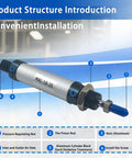 Mini Aluminum Pneumatic Cylinder MAL16x25 Double Acting Single Rod 16mm Bore 25mm Stroke product structure details