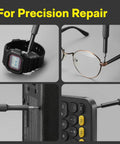 28 In 1 Precision Screwdriver Set With Magnetic Bits and Case for Eyeglasses Electronics Watches Phones Laptops and Cameras shown in use