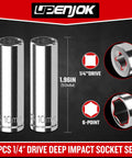 Built Tough Two Piece One Quarter Inch Drive Ten Millimeter Deep Socket Set Chrome Vanadium Steel with high torque design