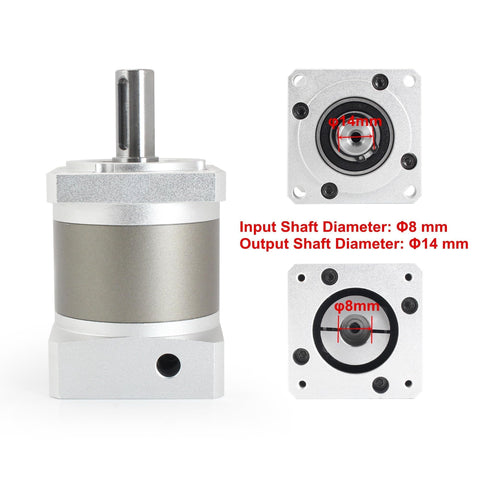 Nema23 Stepper Motor Planetary Gearbox 5 To 1 Speed Reducer For 8mm Shaft with 60x60 Flange and shaft diagrams