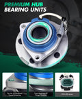 Close-up of premium hub bearing unit for 2pcs Front Wheel Hub Bearing 513121 Pack, featuring ABS sensor and flange details.