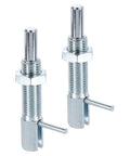 Top Notch Heavy Duty Retractable Indexing Plunger Pin Set Spring Loaded Carbon Steel Positioning Block close-up view.