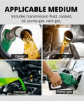 Diesel, oil, coolant, and pump gas applicable mediums for 6AN PTFE Fuel Line Kit With Stainless Braided Hose 5.8ft Long High Pressure Up To 3000 PSI.