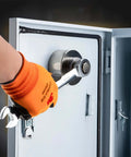 Manual Knockout Hole Punch Driver Kit 1/2 To 2 Inch Conduit Cutter Set in use on electrical panel