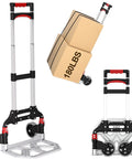 Heavy Duty Folding Hand Truck 180 Lb Capacity With Telescoping Handle And Rubber Wheels Lightweight Steel Base Cart
