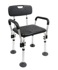 Shower Chair For Elderly And Disability Bath Safety That Feels Comfy Height Adjustable Non Slip Tips Removable Armrests Tool Free Assembly Black Comfort Seat For Safe Showers