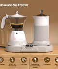 Straight Fire Game Changer Electric Espresso Machine With Fast Steam Milk Frother Two In One Countertop Coffee Brewer on wooden countertop.