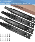 10 Inch Full Extension Drawer Slides 4 Pairs 8 Pieces With Ball Bearing Rails Side Mount 100 Pound Capacity