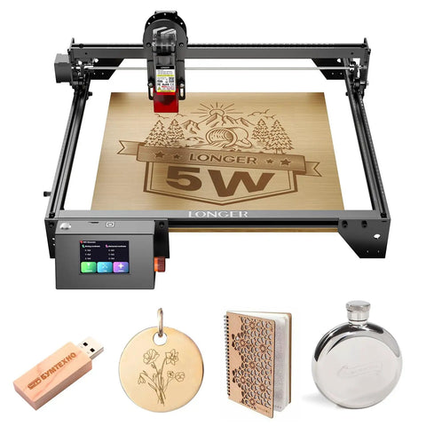Powerful 5W Laser Engraver With 3.5 Inch Touch Screen, Offline App Control, 400x400mm Working Area, 0.08mm Spot, High Precision Cutter