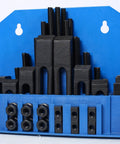 58Piece T Slot Clamping Kit For Mills And Machinists With T Slot Cleaner And Tightening Wrench in blue organizer