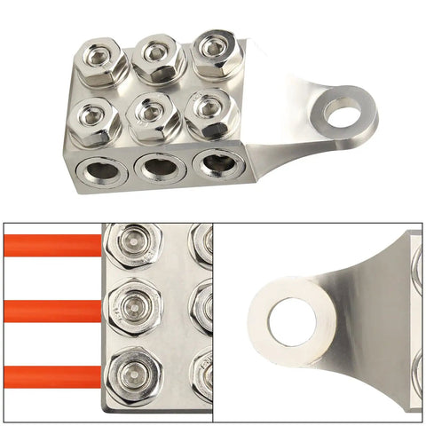 Slick Pro Grade Heavy Duty 12 Way Battery Terminal Distribution Block Featuring M8 M5 And 5 16 Screw Threads, showcasing M8 studs.
