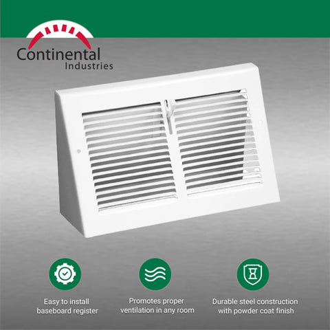 Triangular Baseboard Floor Register With Ten Inch Duct Opening And Eleven And Three Eighths Inches By Six And Seven Eighths Inches Overall White Finish For Easy Install In Residential Duct Systems Durable Powder Coat Wall Vent