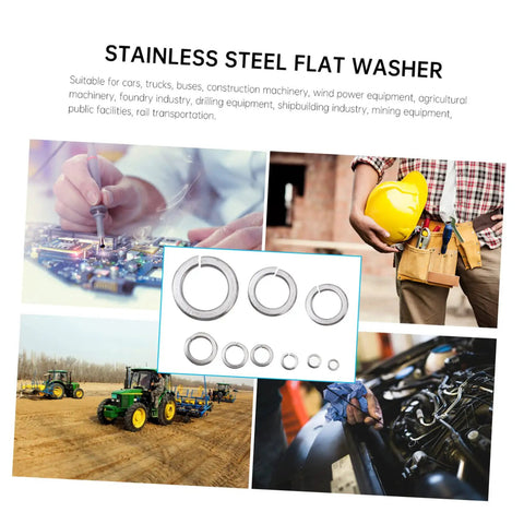 600 Pieces Stainless Steel Locking Spring Washers Set And Split Washers Assortment For M2 Bolts Sealing Gasket Kit Dope Value Pack For Auto Motor And DIY Projects, stainless steel flat washers
