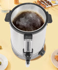 Commercial Electric Hot Water Dispenser 2200W Stainless Steel Boiler, top view with steam, 3.4 Gal Capacity