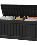 82 Gallon Outdoor Storage Box With Lid For Patio Backyard Gear Garden Tools Pool Supplies Waterproof UV Resistant Lockable Weatherproof Storage Bin Black