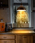 Industrial Pendant Lighting Set Dope Vintage Farmhouse Style Metal Ceiling Lamps With E26 Base Black 2 Pack in cozy kitchen space