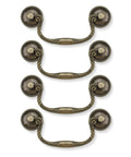 4-Piece Antique Bronze Drop Bail Drawer Pulls With Screws, 3.93 Inch Center to Center Swing Handles for Cabinets and Dressers