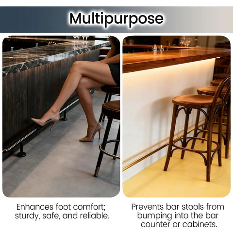 Top Shelf Gold Bar Foot Rail Kit Featuring Heavy Duty Wall Brackets Solid Tube And Secure End Caps Undercounter Pub Toe Kick for home bars, with stylish leg support.