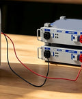 Heavy Duty 50 Amp Extension Cable 8 Awg Copper Bidirectional Fast Charging Cord connected to battery stations.