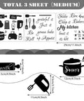Kitchen Wall Stickers Quotes Vinyl Decals With Funny Lettering For Fridge, Home And Bar Decor, Peel And Stick Word Art, M size 3 sheets