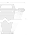 Diagram of 13-piece Flex Head Ratcheting Wrench Set holder with dimensions 9.8 x 9.8 x 11.1 inches, alloy steel holder.