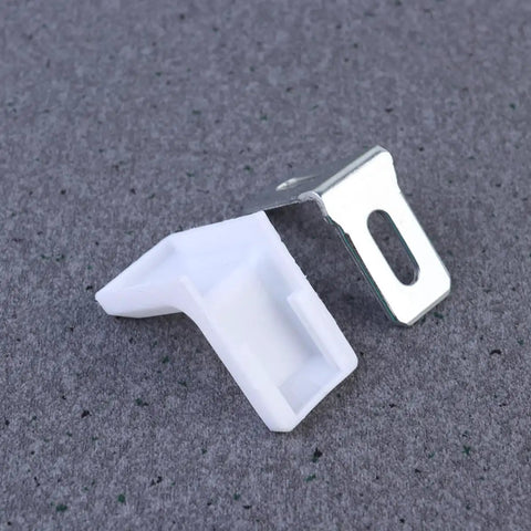 Close-up of a white plastic corner bracket from 28 Pack White Plastic Corner Brackets For Furniture Reinforcement Anti Slip Desk And Chair Corner Braces