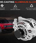 160A 12V High Output Alternator for 2.4L Chrysler 200 2015 2017 Fiat 500X 2016 2018 Jeep Cherokee Compass Renegade 2014 2018 and Ram ProMaster City 2015 2022 Replaces 56029624AB 56029624AC A002TX3581ZE A2TX3581ZE with aluminium casing