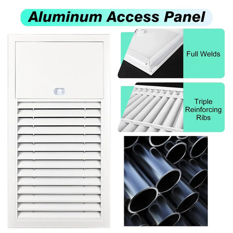 Heavy Duty Aluminum Louvered Vent Access Panel Custom Cut Sizes For Drywall Hatch with louver grille and full welds.