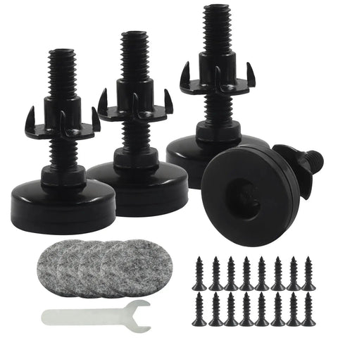Legit Heavy Duty Adjustable Furniture Leveling Feet Four Pack including 3/8-16 UNC threaded leveling feet for stabilization.