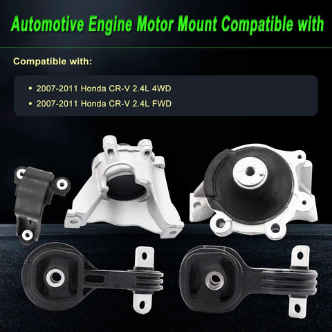 Heavy Duty Engine Motor Mount Set For 2007 Through 2011 Honda Crv 2.4l Fwd 4wd showing front and rear motor mounts.