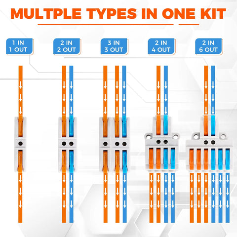 84 Piece Lever Wire Connector Kit For Quick Connects Reusable Compact Splicing For 28 12 AWG Wiring Multiple Types