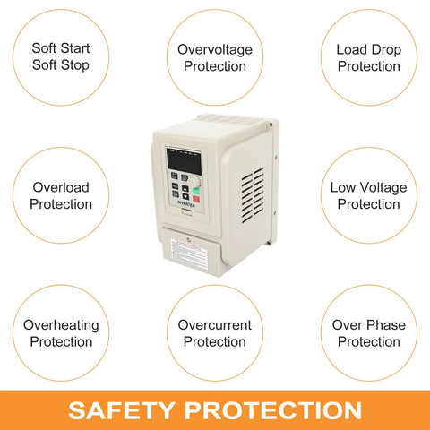 2.2KW VFD Inverter Spindle Motor Speed Controller 220V with multi protection features including overvoltage and overheating protection