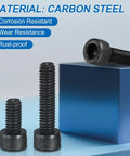 100 Pack Industrial Grade Rugged M4 X 14mm Full Thread Hex Socket Head Cap Screws And Bolts crafted from durable carbon steel with flat black finish.