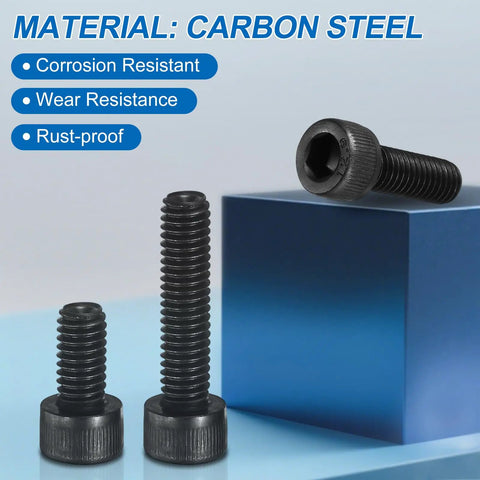 100 Pack Industrial Grade Rugged M4 X 14mm Full Thread Hex Socket Head Cap Screws And Bolts crafted from durable carbon steel with flat black finish.