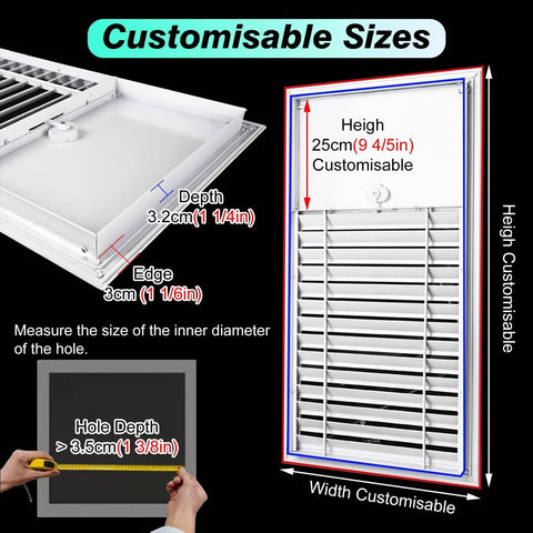 Heavy Duty Aluminum Louvered Vent Access Panel Custom Cut Sizes For Drywall Hatch with customizable dimensions and measurements.