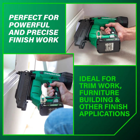 18V MultiVolt Brushless Compact Cordless Brad Nailer Kit With 2.0Ah Battery in action during trim and finish work