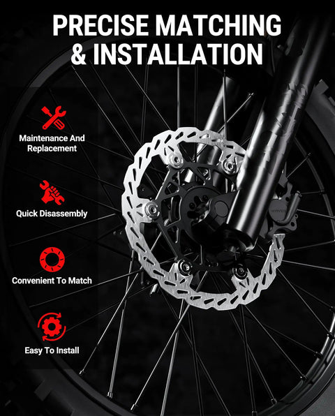 Beefy 220mm Front Disc Brake Rotor With 6-Hole Mount on bike wheel, installation and maintenance details.