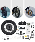 20 Inch Fat Tire Electric Bike Conversion Kit With 48V 1500W Rear Hub Motor and accessories laid out, with bike tire images
