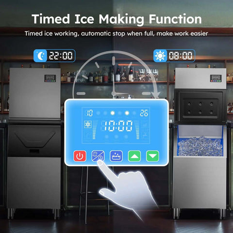 Display of Industrial Ice Maker Workhorse With 550 Lbs Per Day Output And 400 Lbs Storage showcasing timer function