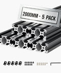 Five Piece 2040 Aluminum Extrusion Profile Kit With 2000 Mm Length And Anodized Black V Slot Linear Rail for 3D printers and CNC workbenches.