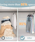 Before and after closet with Space Saving 5 Layer Non Slip Shirt Hangers Kit For Closet Organization, Black, 2 Pack